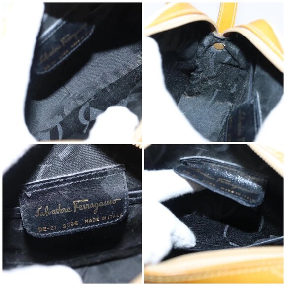 Salvatore Ferragamo Shoulder Bag Patent leather Gold Beige Auth 98765 - Picture 15 of 16